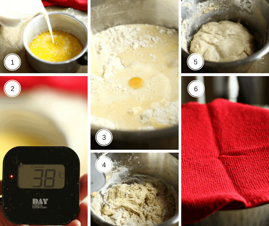 6 step by step photos to show how to make Sweet Rolls