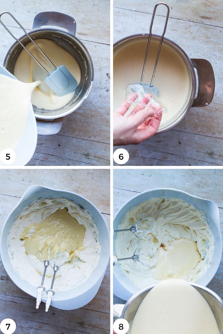 How to make white chocolate mousse, 5-8 steps.