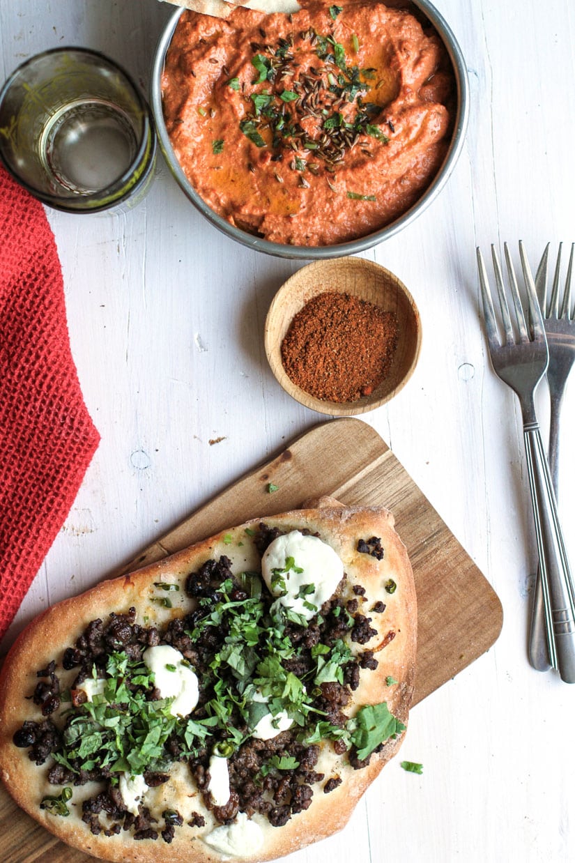 Middle Eastern Flatbread with Spiced Beef and Mint