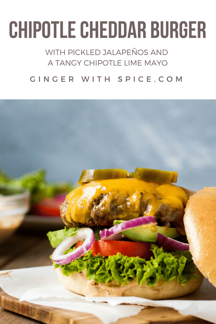 Chipotle Cheddar Burger with Jalapeños and Chipotle Lime Mayo