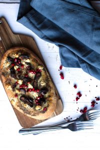 Za'atar Date and Goat Cheese Naan with Pomegranates