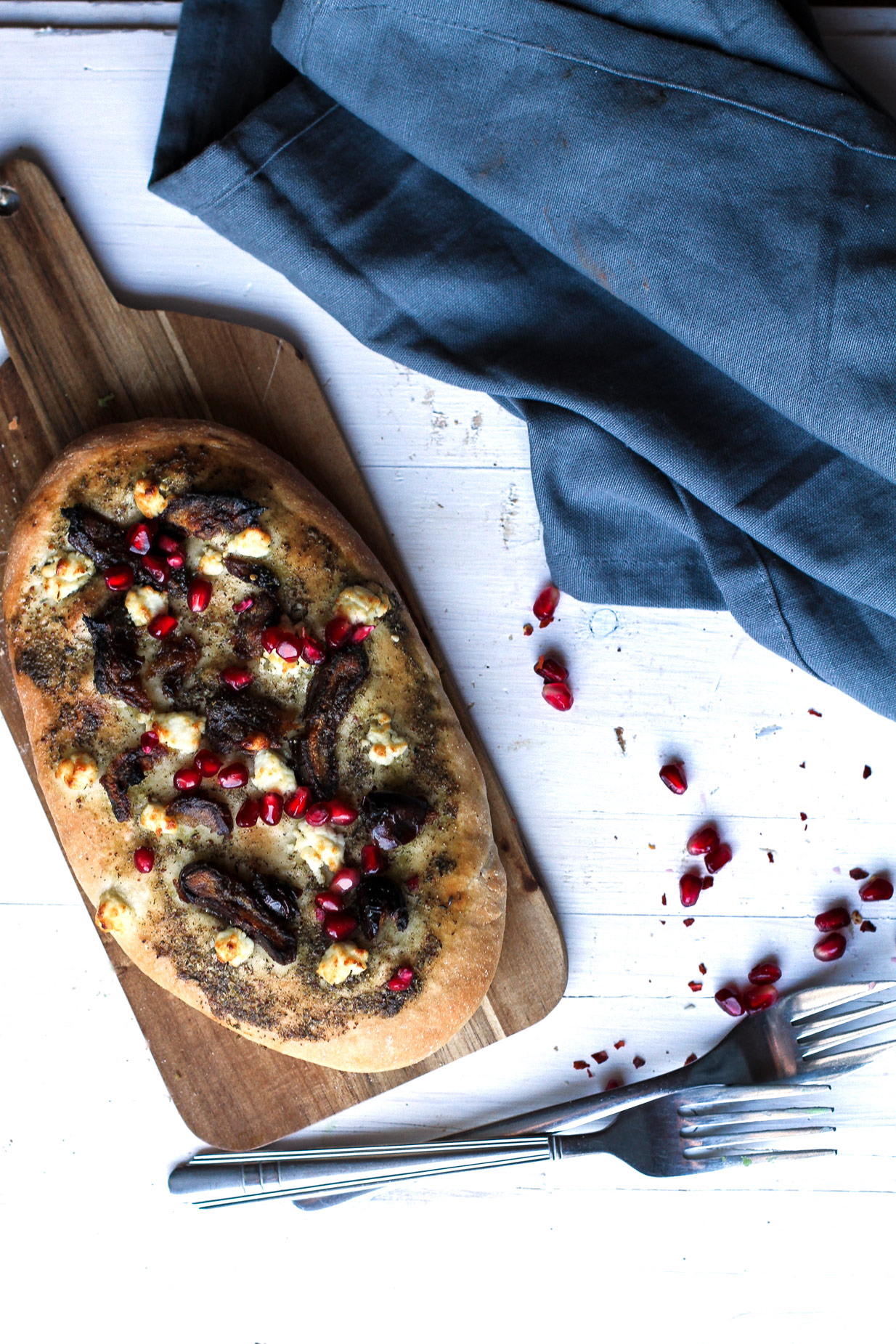 Za'atar Dates and Goat Cheese Naan with Pomegranates
