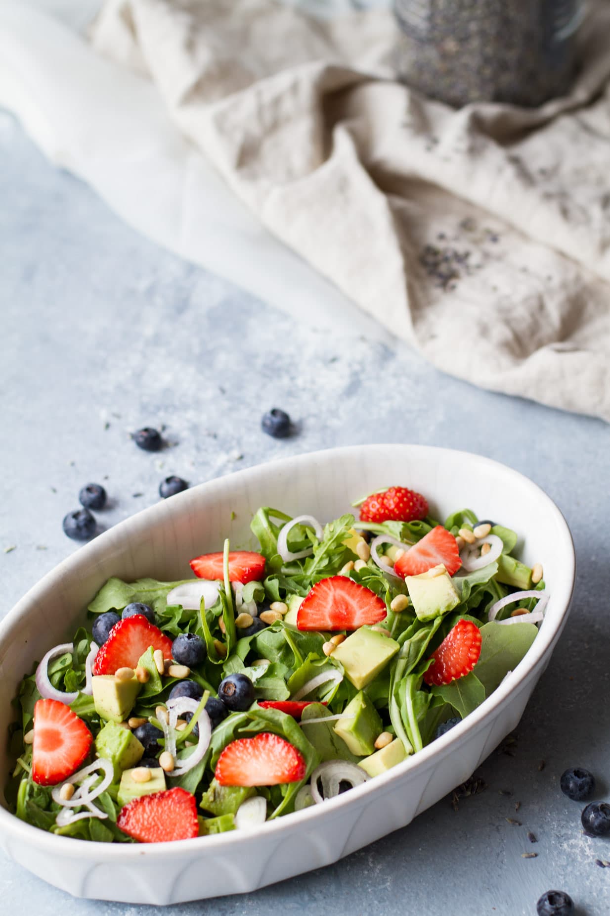 Strawberry Arugula Summer Salad with Lemon Vinaigrette and Lavender