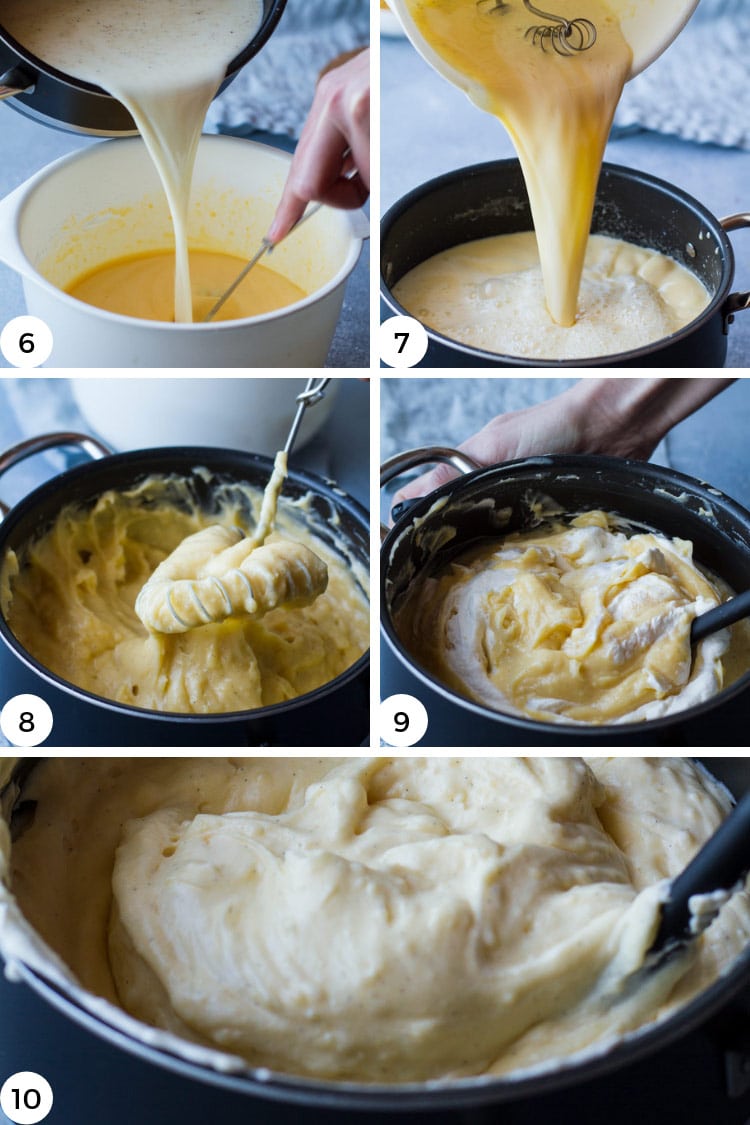 Step by step photos for how to make vanilla pastry cream