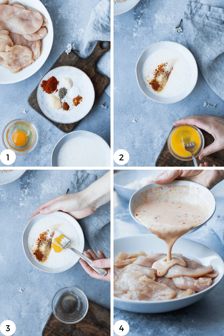 Step by step photos for chicken burger marinade