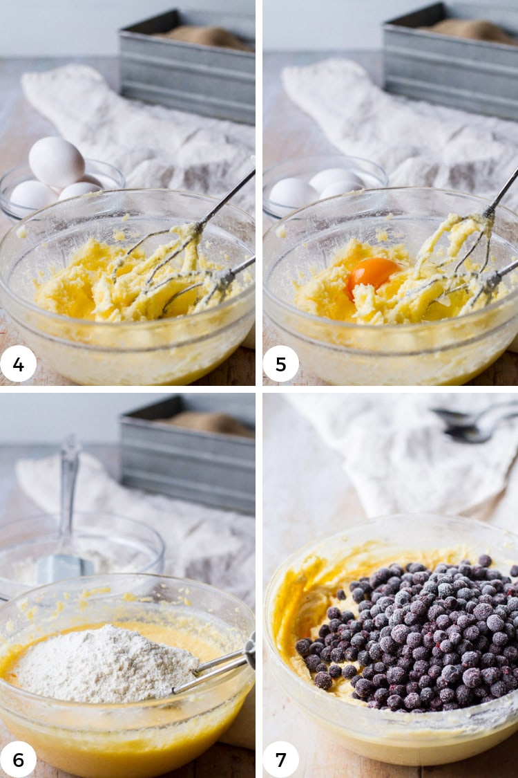 How to make homemade blueberry muffins batter, step by step.