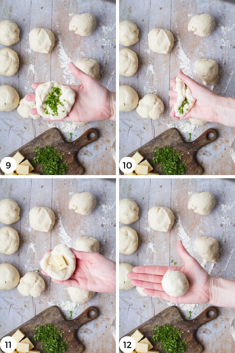 How to add cheesy center to buns, step by step photos.