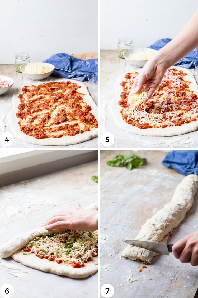 How to make homemade pizza rolls, step by step.