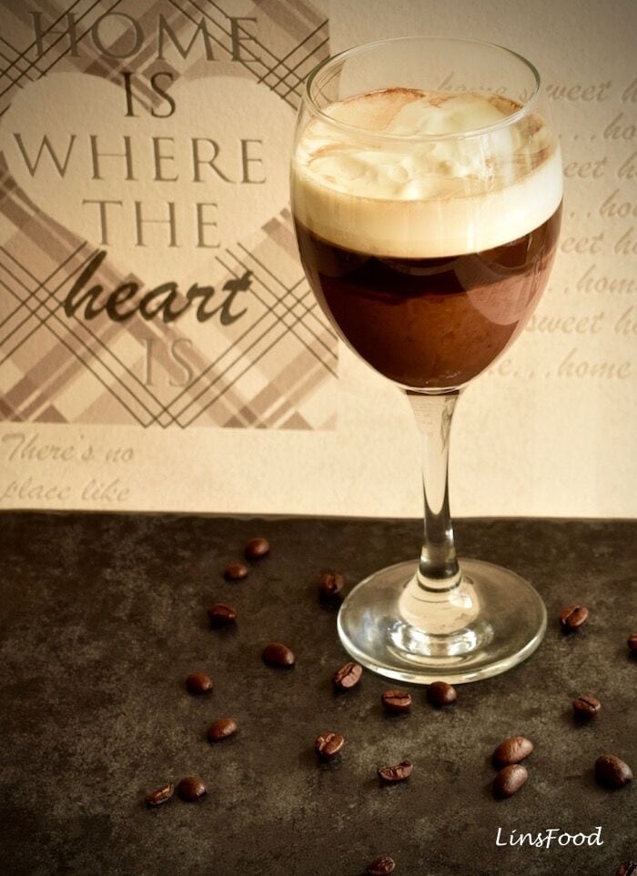 Hot Drink with coffee in a wine glass.
