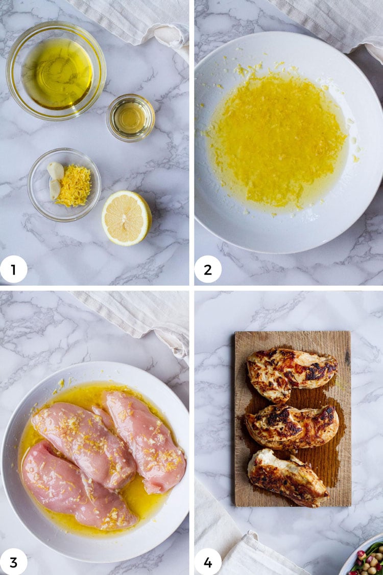 How to marinate chicken in lemon and olive oil.