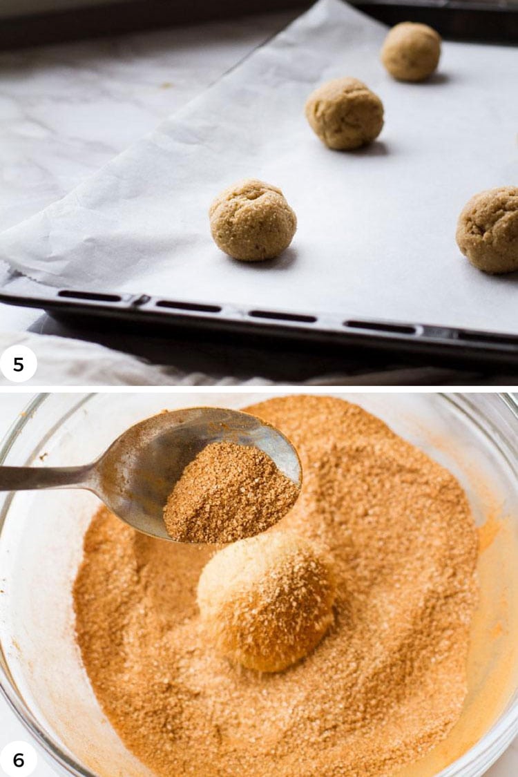 How to shape and roll snickerdoodles.