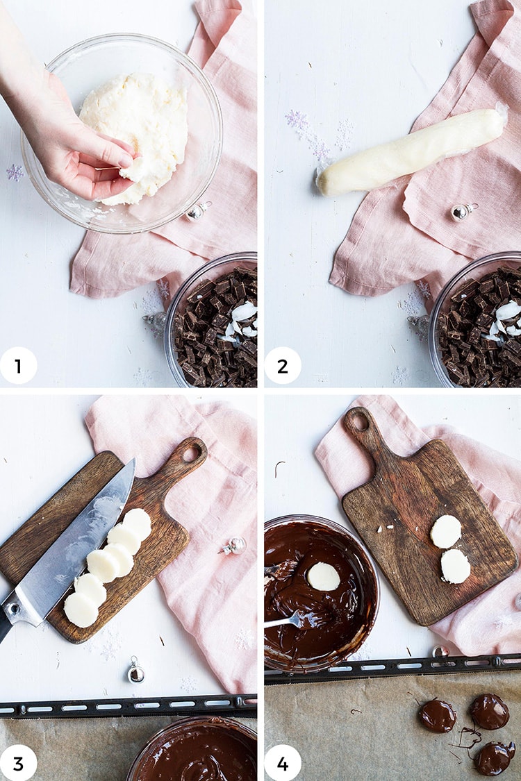Steps to make peppermint patties.